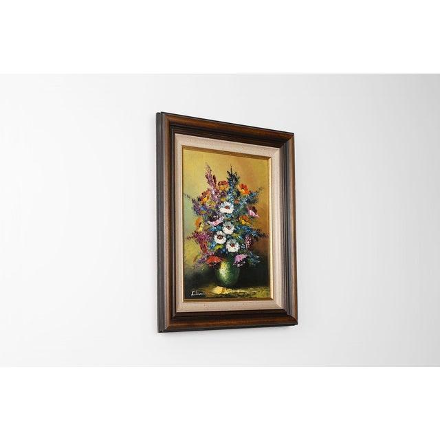 Belgian Artist, Still Life with a Bouquet of Flowers, 1950s, Oil on Canvas, Framed For Sale - Image 7 of 11