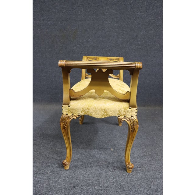 Italian Style Giltwood Vanity Bench With Carved Details For Sale - Image 9 of 11