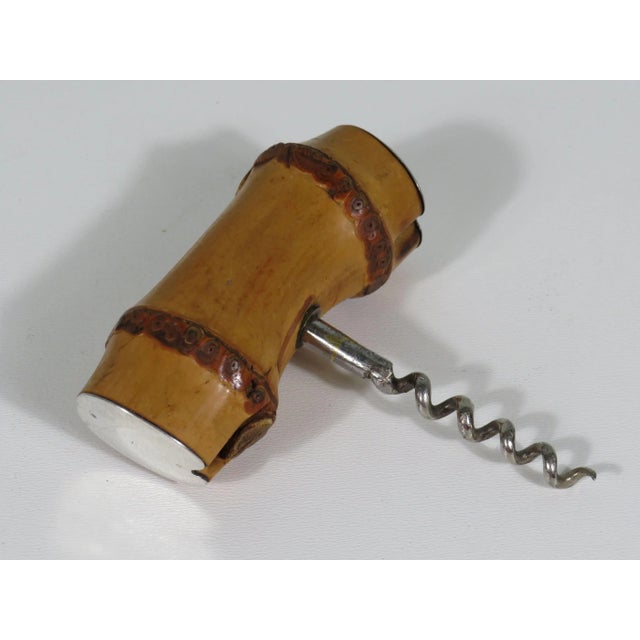 Wood Mid-Century Corkscrew in Bamboo Finished with Silver., 1960s For Sale - Image 7 of 8