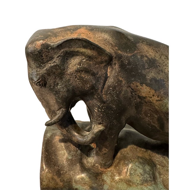 Metal Vintage Bronze Elephant Bookends For Sale - Image 7 of 14