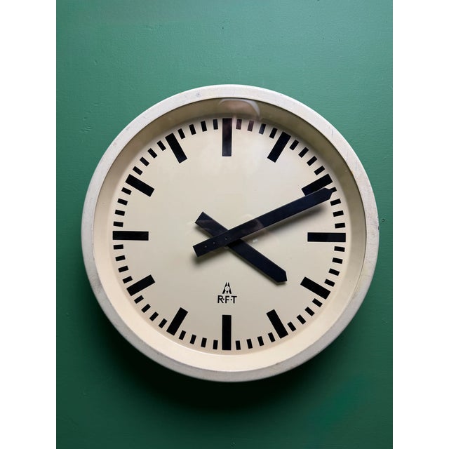 1950s East German industrial factory clock by RFT. These clocks were used in factories, stations & government offices....