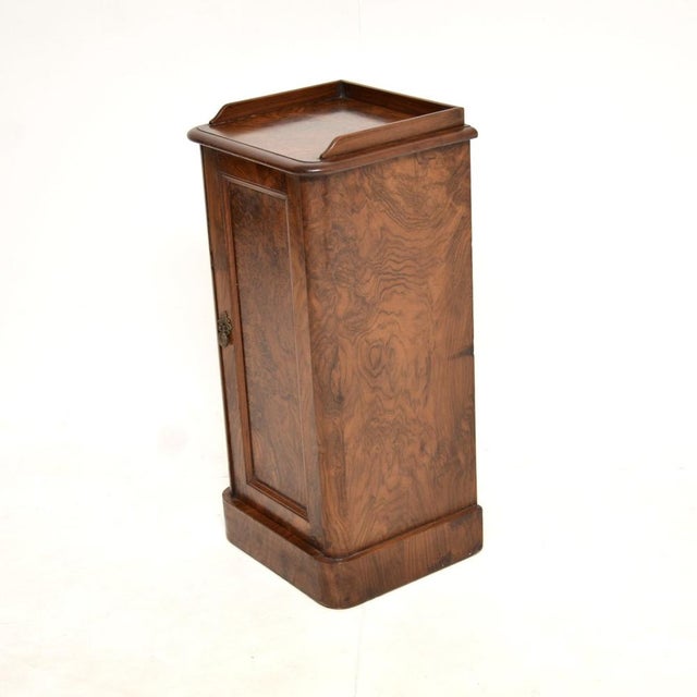 Mid 19th Century Antique Victorian Burr Walnut Bedside Cabinet, 1860s For Sale - Image 5 of 9