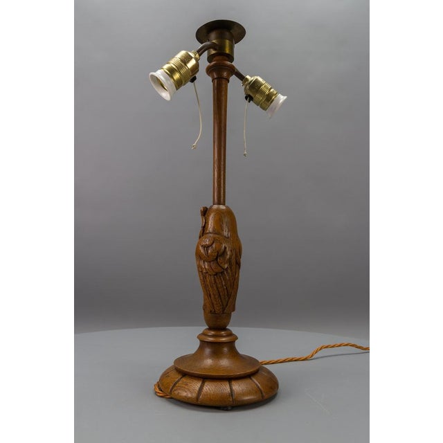 Brown Art Deco 2-Light Owl Sculpture Table or Desk Lamp, Germany, 1920s For Sale - Image 8 of 18