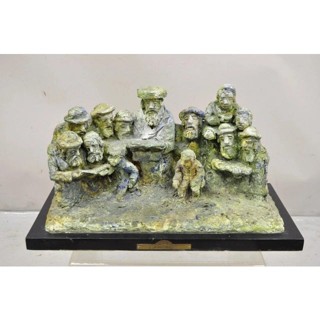 Brutalist "Tashlich" by Samuel M Segal Judaism Vintage Brutalist Green Plaster Sculpture For Sale - Image 3 of 12