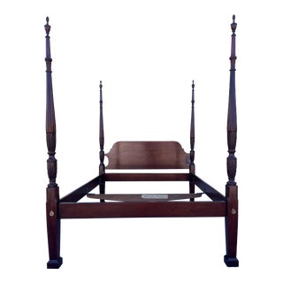 Rice Carved Queen Size Poster Bed For Sale