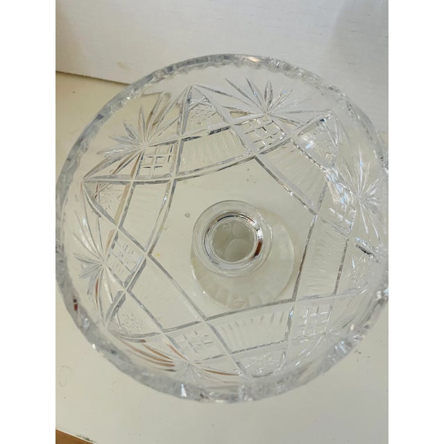 Vintage diamond cut crystal energie for chocolate, fruit or biscuits. Crystal 7” cup on faceted foot.