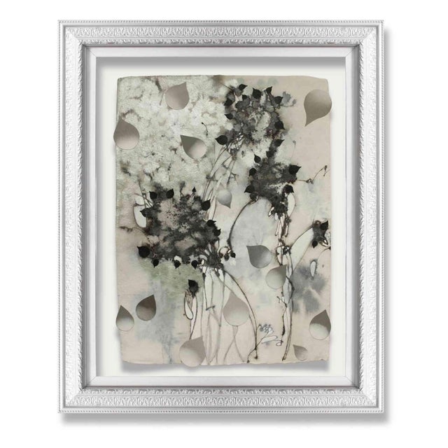 2020s "Droplet 123" Black and White Original Abstract Collage on Handmade Paper For Sale - Image 5 of 6