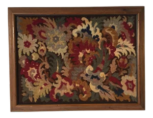 Vintage Handmade Wall Decor Floral Needlepoint