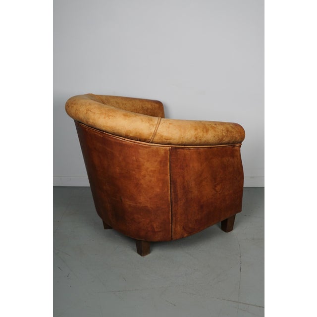 Vintage Dutch Cognac Colored Leather Club Chair For Sale - Image 9 of 16