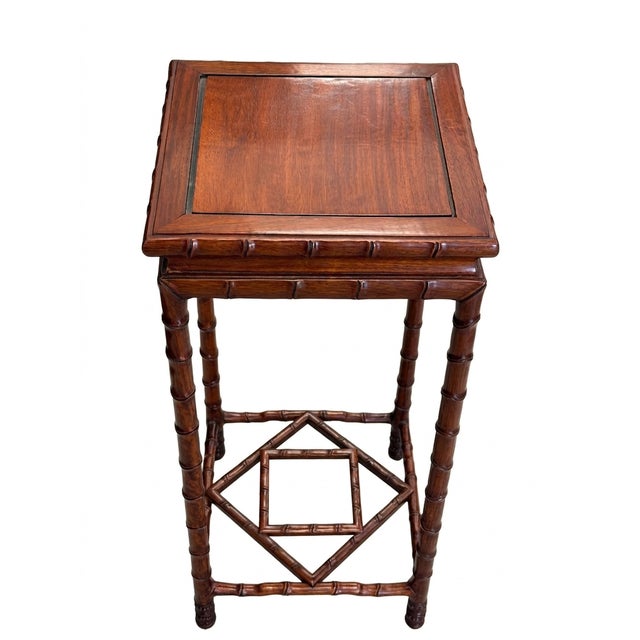 Petite Chinese Chippendale Hardwood Faux Bamboo Drinks Table For Sale - Image 15 of 15