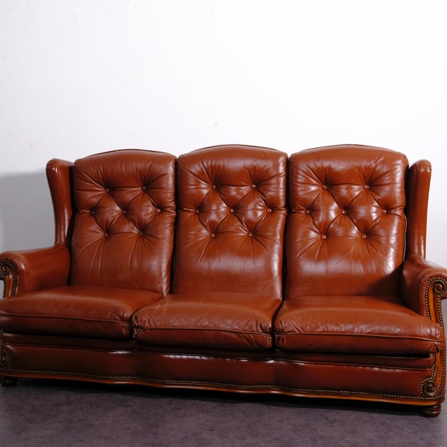 1960s Italian Three-Seater Leather Sofa, 1970s For Sale - Image 5 of 18