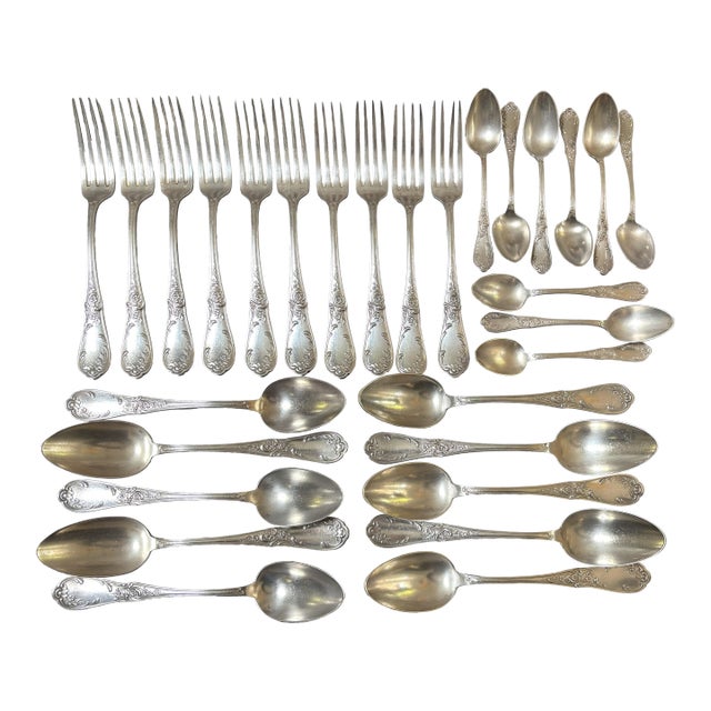 Antique French Early 1900s Lux Silverplate Flatware--29 Pieces For Sale