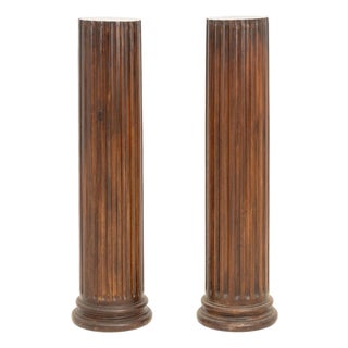 Pair of Neoclassical Style Fluted Mahogany Display Pedestals For Sale