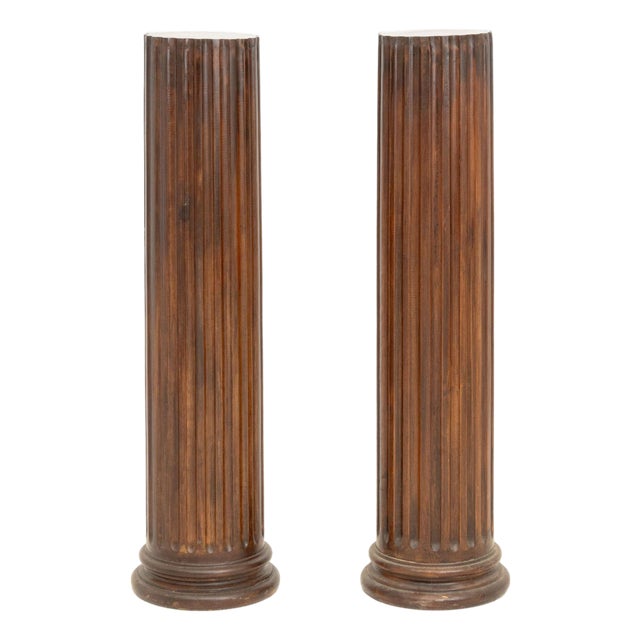 Pair of Neoclassical Style Fluted Mahogany Display Pedestals For Sale