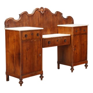 Walnut Sideboard with Marble Top For Sale