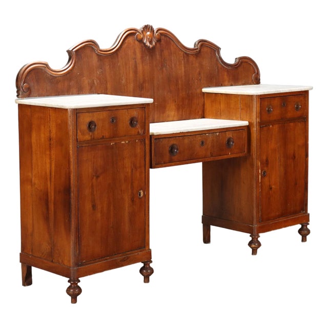 Walnut Sideboard with Marble Top For Sale