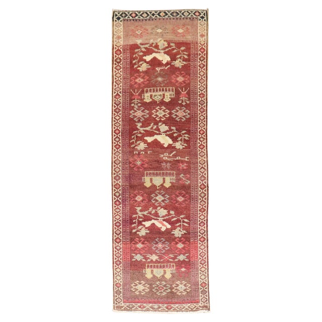 Pigeon Vintage Turkish Anatolian Runner - 3'1" x 11'3" For Sale - Image 15 of 18