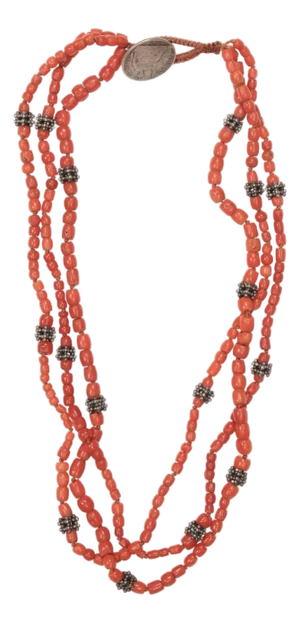 Three Strand Antique Coral Necklace