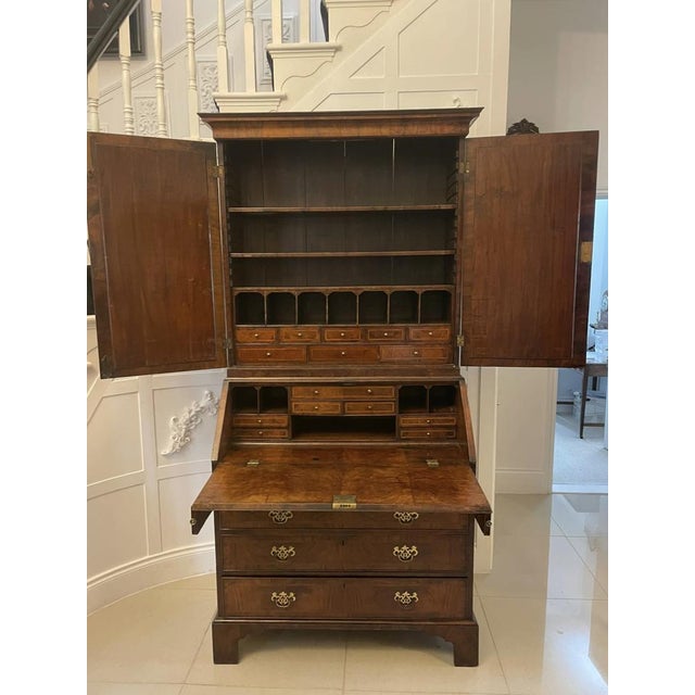 Wood Antique George I Figured Walnut Bureau Bookcase, 1720 For Sale - Image 7 of 18
