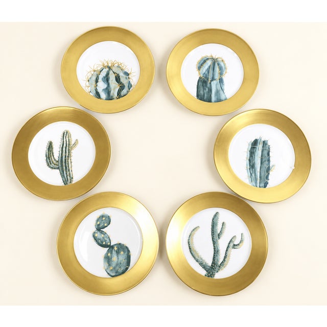 Cactus Plates by Hilton Mc Connico for Daum, 1987, Set of 6 For Sale - Image 6 of 7