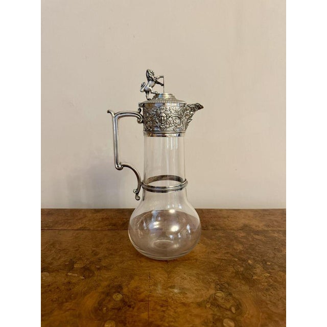 Glass Antique Victorian Claret Jug by Elkington & Co, 1880 For Sale - Image 7 of 7