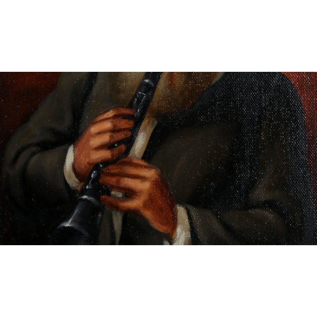 Portraiture Musician 5, Abraham Straski Oil on Canvas, Signed Bottom Right For Sale - Image 3 of 3