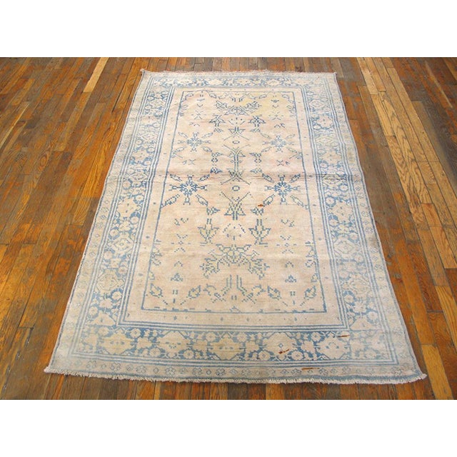 Early 20th Century Indian Cotton Agra Carpet ( 4' x 5'7" - 122 x 170 ) Antique Allover Geometric Wool Hand Knotted Pile...