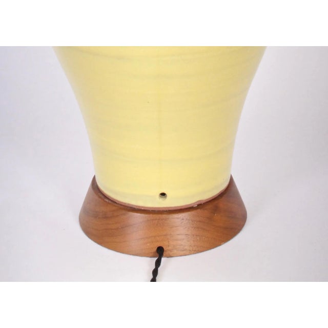 Yellow Mid 20th Century Design-Technics Style Yellow Banded Art Pottery Table Lamp For Sale - Image 8 of 9
