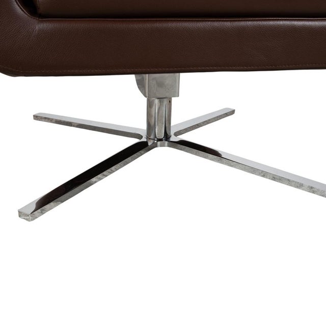Animal Skin Pavo Leather Chrome Armchair in Brown with Manual Reclining Function by FSM For Sale - Image 7 of 18