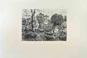 Francisque de Saint-Etienne, Foret de Fontainebleau, Etching, 1870s