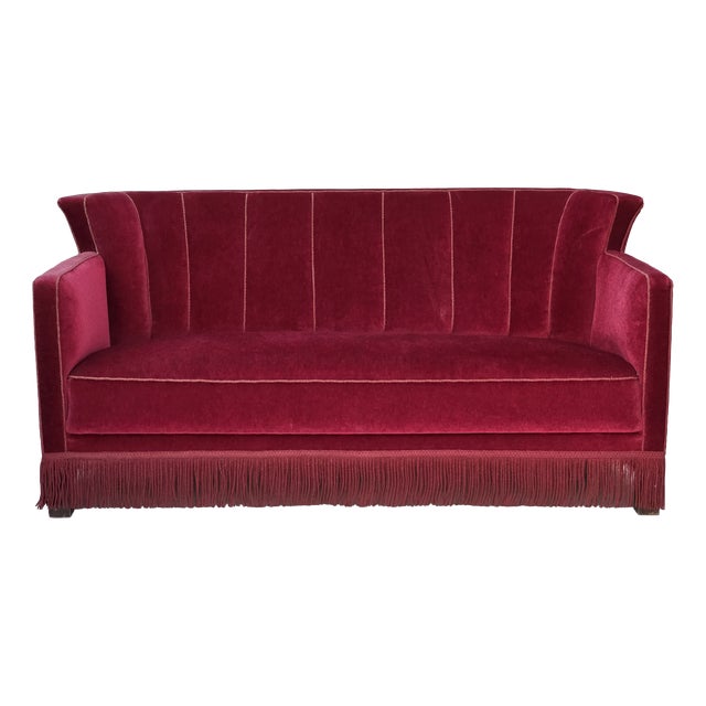 Danish 2-Seater Sofa in Velour with Ash Wood Legs, 1960s For Sale
