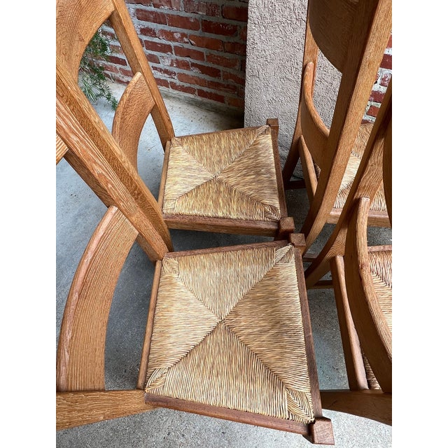 Set 6 Vintage French Ladder Back Dining Chairs Rush Seat Oak Country Farmhouse For Sale - Image 17 of 18