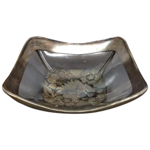 Georges Briard Glass & Silver Overlay Dish