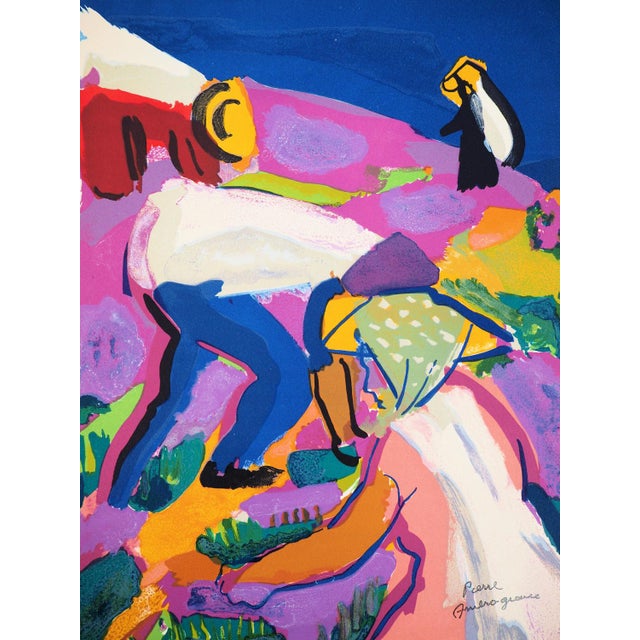 Pierre AMBROGIANI (1907-1985) Provencal lavender fieldOriginal lithograph signed with the artist's stamp On Vellum paper...