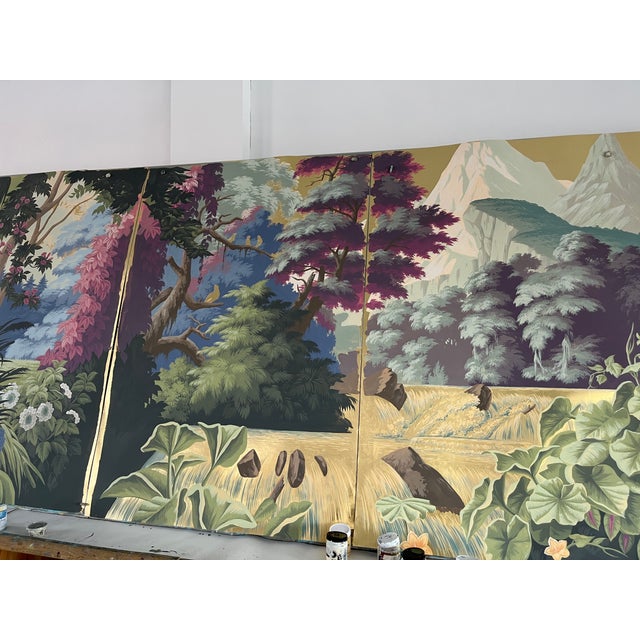 Rousseau-Inspired Lush Botanical Landscape Wallpaper, 5-Panel Set For Sale - Image 6 of 6