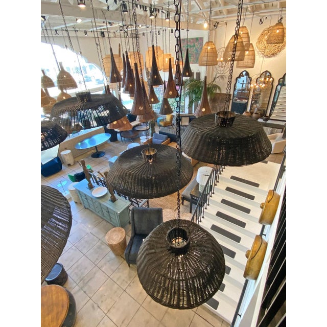 2020s Black Wicker Audrey Pendant Light Small For Sale - Image 5 of 8