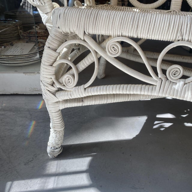 White Wicker Bench, 1890s For Sale - Image 3 of 5