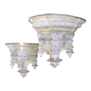 Gothic Terra Cotta Wall Brackets - a Pair For Sale