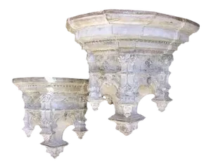 Gothic Terra Cotta Wall Brackets - a Pair