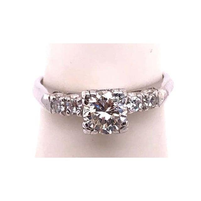 Platinum Platinum Diamond Engagement Ring 0.85 Total Diamond Weight, Size 6.25 For Sale - Image 8 of 10