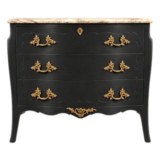 Louis XV-Style Bombé Commode in Charcoal For Sale