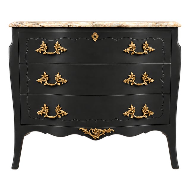Louis XV-Style Bombé Commode in Charcoal For Sale