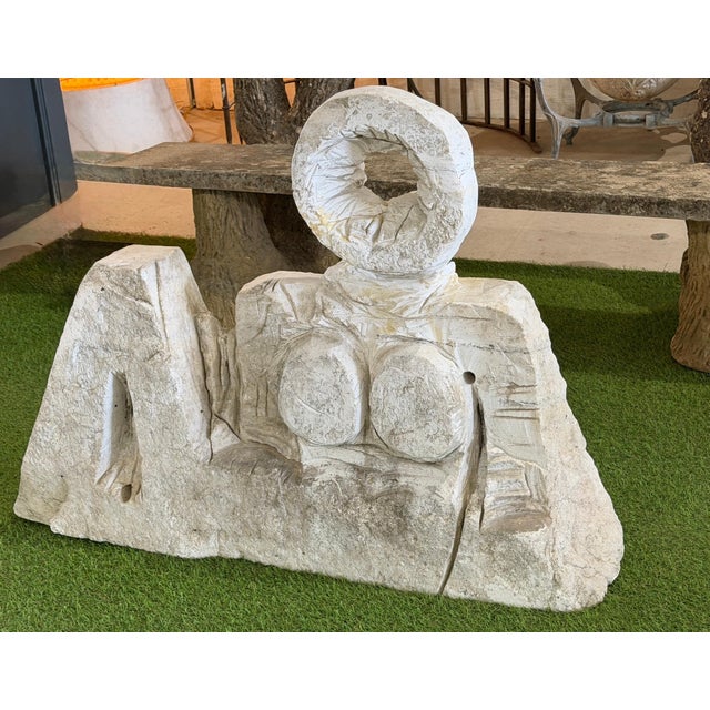 Monumental Marble Reclining Female Figure Sculpture, Manner of Henry Moore, 1970 For Sale - Image 12 of 15
