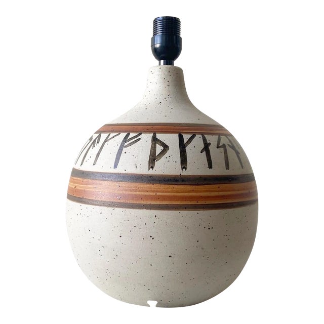 Vintage Danish Pottery Hand Painted Table Lamp by Hans Nielsen Buch For Sale