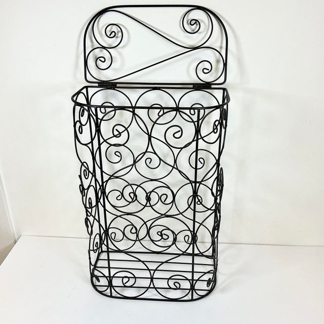 1980s Vintage French Style Curled Metal Hamper With Hinged Lid. For Sale - Image 6 of 13