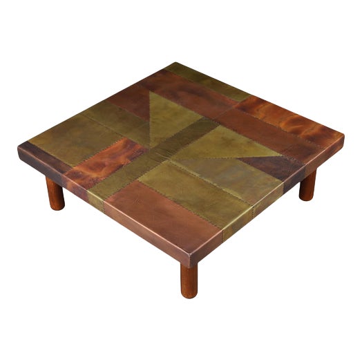 Copper Patchwork Coffee Table by Lorenzo Burchiellaro, Italy, 1960s For Sale