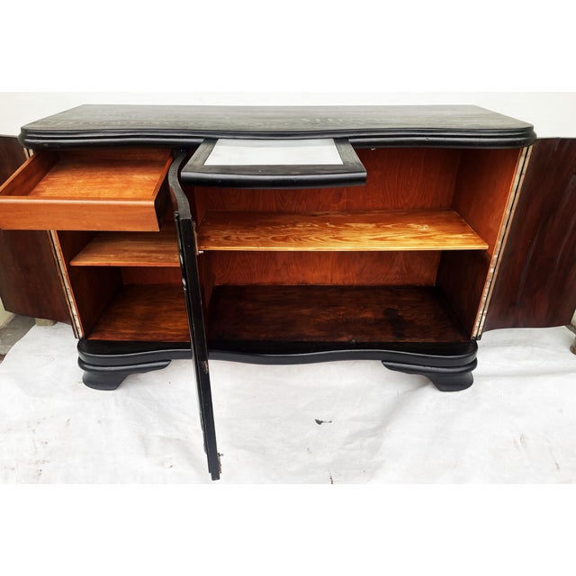 Black Art Deco chest of drawers/sideboard from circa 1930–1950, Dimensions: Height: 99.5 cm Width: 160 cm Depth: 56 cm The...