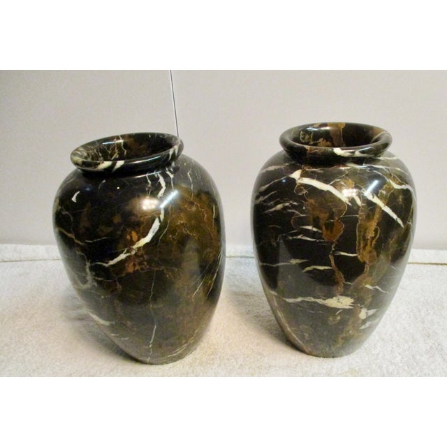 Large Black & Brown Marble Vases a Pair Chairish