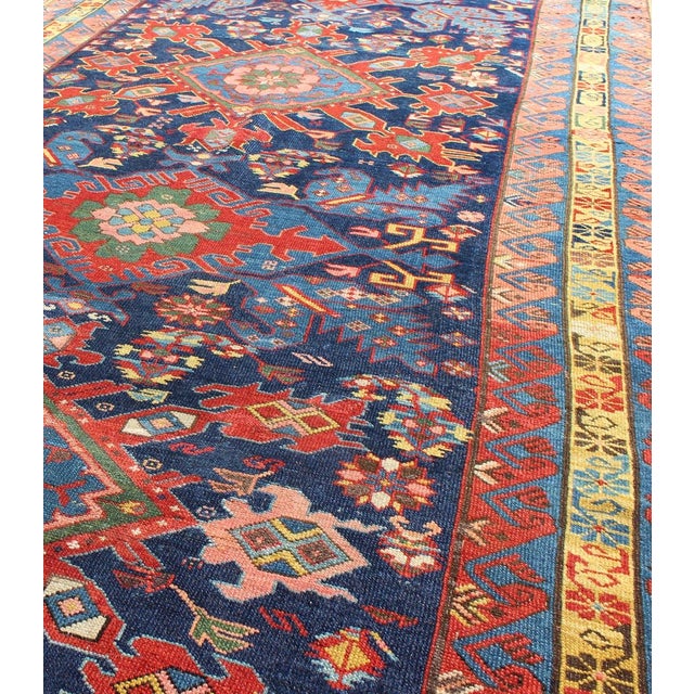 Antique Caucasian Seychour Rug With Diamond Medallions in Rich Colors 4'0"x10'6" For Sale In Atlanta - Image 6 of 7