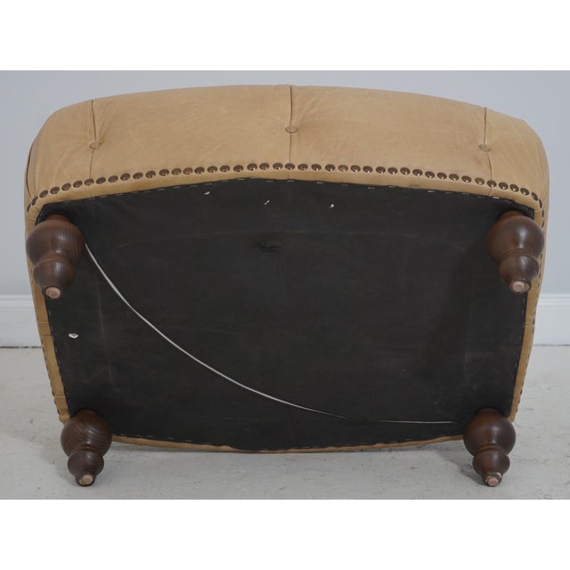 Chesterfield Style Tufted Leather Ottoman Stool For Sale - Image 13 of 13